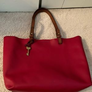 Two-Toned Red Fossil Rachel Tote